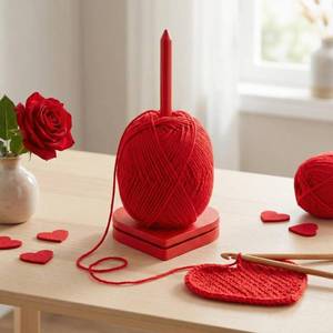 lot 1413 image: Bucherry Valentines Day Crochet Knitting Yarn Holder Spinner Heart Shaped Wooden 3D Printed Vertical Yarn Stand Storage Dispenser 9.8 7 H for Valentines Day Crochet Gifts for Women