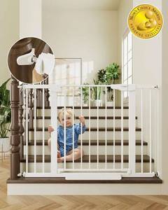 lot 1007 image: Cumbor 29.7-46 Baby Gate for Stairs, Toddler Safety Essentials for The House, Auto Close Dog Gate for Doorways, Moms Choice Awards Winner-Easy Install Pressure Mounted Pet Gates for Dogs, White