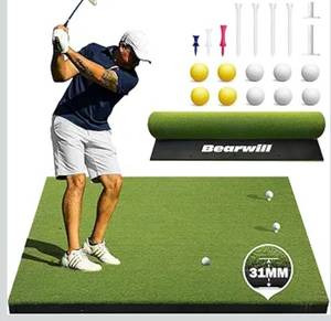 Bearwill Golf Mat 31mm, 5x4ft Golf Hitting Mats for Practice Outdoor Indoor, High-Elasticity Artificial Turf Mat for Garage Simulator Chipping Driving Training