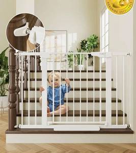 lot 1013 image: Cumbor 29.7-46 Baby Gate for Stairs, Toddler Safety Essentials for The House, Auto Close Dog Gate for Doorways, Moms Choice Awards Winner-Easy Install Pressure Mounted Pet Gates for Dogs, White