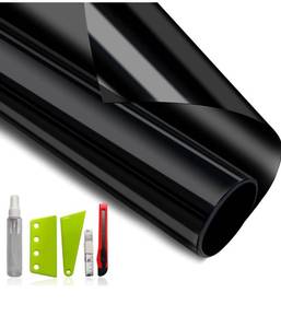 lot 1019 image: NIDOJP Blackout Window Privacy Film with Tool Kits,100% Sunlight Heat Blocking Windows Cover Tinting Film, Anti UV Scratch Resistant for Home Nursery Bedroom Office Glass
