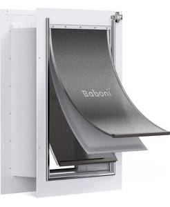 Baboni Pet Door for Wall,3-Flap,Steel Frame and Telescoping Tunnel, Aluminum Lock, Double Flap Dog Door and Cat Door, Strong and Durable (Pets Up to 100 Lb) -Large