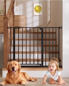 lot 1036 image: InnoTruth 29.5-40.75 Baby Gate for Stairs, 30 Tall Dog Gates for Doorways &amp Hallways, Safety Gate for Kids &amp Pets, Pressure-Mounted Walk-Through with Dual Lock &amp 2-Way Swing, Black