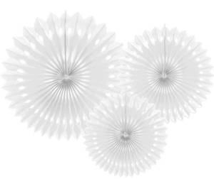 lot 1053 image: PartyDeco Pack of 3 Fabric Fan-shaped Decorations. White to Hang Home for Ceremonies or Marriage