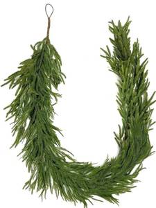 lot 1069 image: Real Touch Norfolk Pine Garland With Lights Green Artificial Christmas Garland Faux Greenery Garland for Holiday Fireplace Mantle Window Indoor Outdoor Decor, 1 Pcs