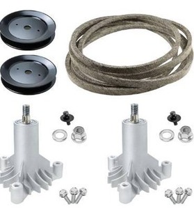 lot 1073 image: 42 Inch Mower Parts 130794 Spindles Deck Rebuild Kit Fits for LT1000 LT2000 YTH1842 DYT4000 AYP Craftsman Poulan Husqvarna with 2 Pulleys 173436, 95 Deck Belt 144959
