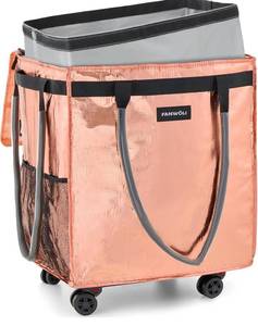 lot 1087 image: (Large) Fanwoli Reusable Grocery Bag On Wheels with Washable Liner  Wrinkle-Resistant Fabric  Enhanced Stability Wheels & Extended Handle  Foldable Shopping Trolley for Laundry, Carries Up to 130L