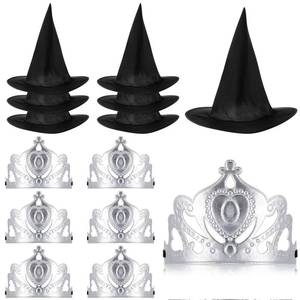 lot 3005 image: Tarpop 12 Pcs Witch and Princess Party Favors Witch Hat and Princess Crown Set for Galentines Birthday Party Decorations Gift(Elegant)
