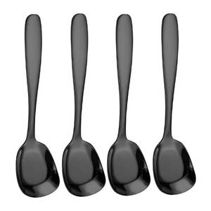 lot 3007 image: Square Head Stainless Steel Spoons,4PCS Korean style Thick Heavy Weight Soup Spoons,Dessert Spoons 7.3 Inch (black) - Retail $13