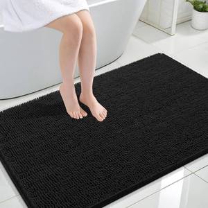 lot 3019 image: OLANLY Bathroom Rugs 47x32, Extra Soft Absorbent Chenille Bath Rugs, Rubber Backing Quick Dry, Machine Washable Bath Mats for Bathroom Floor, Tub and Shower, Home Decor Accessories, Black - Retail $46