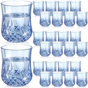 lot 3021 image: Ferrochef 18 Pcs 3oz Plastic Shot Cups Diamond Glasses Mini Unbreakable Whiskey Cocktail Plastic Wine Glasses for Wedding Bars Home Birthday Party Supplies (Blue) - Retail $20
