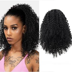 lot 3058 image: GOTEFERBE Drawstring Ponytail Extension Kinky Curly Ponytail Hair for Women Fluffy Short Afro Curly Pony Tails Hair Extensions Synthetic Hairpiece for Daily Use 12 Inch