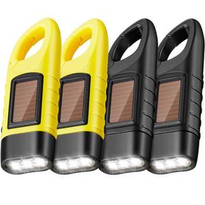 lot 3082 image: Mudder 4 Pack Hand Crank Solar Powered Flashlight Emergency Rechargeable Led Flashlight Survival Gear Self Powered Charging Torch for Hiking Backpack Camping Safety Emergency Pack(Yellow, Black) - Retail $21
