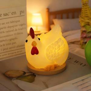 lot 3083 image: Chicken Night Light for Kids,Funny Egg Lamp Cute Lamp,Baby Night Lights for Nursery,Battery Powered Resin Nightlight for Kids Room,Kawaii Room Decor,Chicken Gifts for Birthday White Elephant Gifts - Retail $16