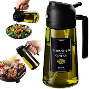 lot 3085 image: CXINYI - 16oz470ml Olive Oil Dispenser for Kitchen with Stickers - 2 in 1 Olive Oil Sprayer for Cooking, Air Fryer, and Salad, Black (Light-Proof Kitchen Gadget)