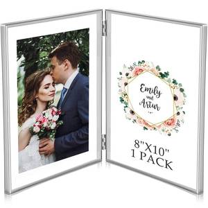 lot 3088 image: Sintuff 8 x 10 Brass Double Picture Frame Clear Double Folding Hinged Frame Acrylic Memorial Photos Displayed Stand for Desktop Artwork Plants Specimen Graduation Christmas Gifts(Silver) - Retail $24
