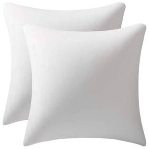 lot 3106 image: DEZENE Throw Pillow Covers 16x16 Ivory White Pack of 2 Cozy Soft Velvet Square Modern Luxury Decorative Throw Pillow Cases for Sofa Couch Living Room Bed Home Decor - Retail $13