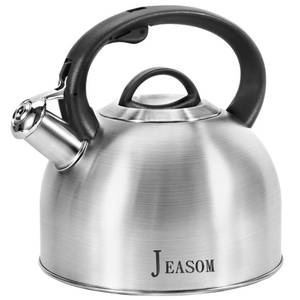 lot 3109 image: Jeasom Tea Kettle Stovetop - Food Grade Stainless Steel Whistling Tea Pot with Ergonomic Handle, Unique Button Control Kettle Outlet, Can Be Used in the Kitchen or Camping, 3.1 Q3L - Retail $30