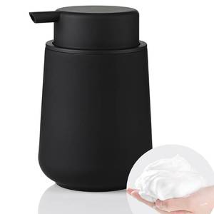 lot 3113 image: YAUKPH Matte Black Foaming Hand Soap Dispenser Plastic 11 oz - Modern Minimalist Style for Bathroom &amp Kitchen Countertop Refillable