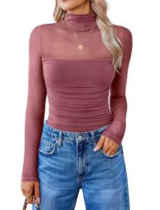 lot 3133 image: Avidlove Women Long Sleeve Bodysuit Turtle Neck Shapewear Body Suits Mesh One Piece Leotard Shirt Going Out Tops Fall Outfits - Small - Retail $25