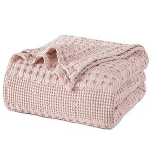 lot 3145 image: PHF 100% Cotton Waffle Weave Blanket Queen Size for Bed, Soft Lightweight & Breathable for Spring and Summer, All-Season Comfort, Luxury Aesthetic Blanket for Home Decor, 90x90, PinkMauve - Retail $53