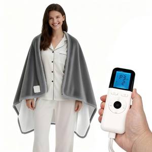 lot 3148 image: OIPUNSHLE Heated Wearable Shawl 33x59 Inch, 6 Heating Levels & 5 Timer Settings, Soft Sherpa to Fleece, UL Certified with Auto Shut Off, Machine Washable Gift for Christmas Home Office (Gray) - Retail $28