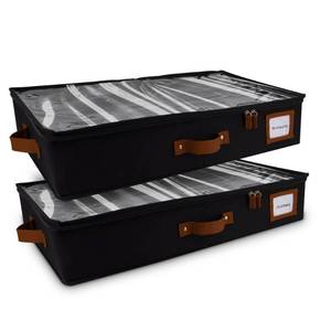 lot 3151 image: HOMELUX THEORY 2pc Under Bed Storage Containers, Bedroom Under the Bed Drawer Storage Organizer with Bins and Lids, Medium Underbed Clothes Storage Box Ideal for Blanket, Fabric, & Shoes (Black) - Retail $31