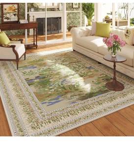 lot 2867 image: Rugcomf 5x7 Area Rugs Impressionist-Style Vintage Washable Area Rug Non Slip Low Pile Large Rugs