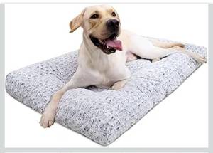 lot 2868 image: KSIIA Washable Dog Bed Deluxe Plush Dog Crate Beds Comfy Kennel Pad Anti-Slip Pet Sleeping Mat for Large, Jumbo, Medium, Small Dogs Breeds, 35 x 23, Gray