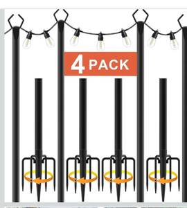lot 2873 image: 10Ft String Light Poles 4 Pack,Light Poles for Outside Lights,