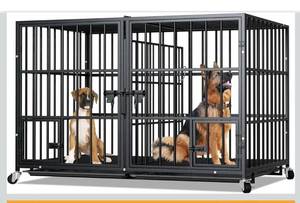 48/42/54 inch Dog Crate Cage Kennel with Divider for 2 Dogs, Indestructible Dog Crate, Sturdy Design,Double Door and Removable Tray Medium/Large Dog Cage - Retail $338