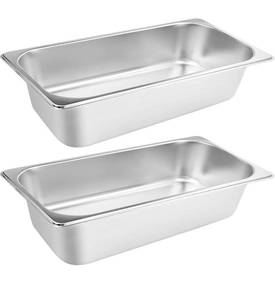 lot 2923 image: VOISEN 2 Pack Hotel Pans,11 Size 6 Deep,Anti-Jamming Steam Pan,Commercial Stainless Steel Pan, Steam Table Pans Full Size