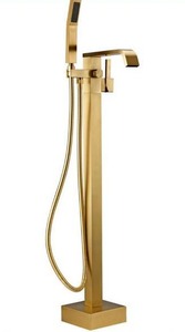 lot 2924 image: Solid Brass Floor Mount Bathtub Faucet - Retail $330