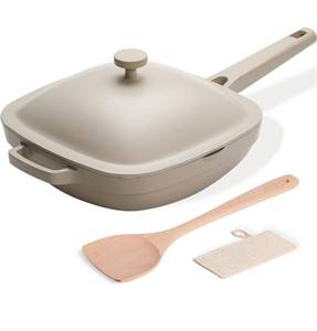 lot 2926 image: 10.5 Inch(3.8QT) Ceramic Pan with Lid,Non Stick Frying Pans Cast Aluminum Deep Saut� Pans
