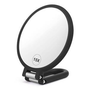lot 3164 image: CLSEVXY Magnifying Handheld Mirror Double Sided, 1X 15X Magnification Hand Mirrors, Travel Folding Hand Held Mirror, 360°Rotation Pedestal Makeup Vanity Mirror
