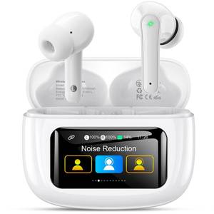 lot 3176 image: JGUG Wireless Earbuds Bluetooth 6.0 Headphones, Ear Buds with ANC Noise Cancelling, ENC Clear Calls, Touchscreen LED Display Case, 48H Playtime, Stereo Sound, IPX7 Waterproof for Sports Workout