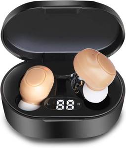 lot 3181 image: Hearing Aids, Miniature Hearing Amplifiersfor Adults with Noise Cancelling,Rechargeable Hearing Aids for Seniorswith Crystal Clear Sound,and LED PowerDisplay(black)(Black&Skin)