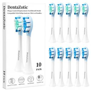 lot 3184 image: DentaZotic Plaque Control Replacement Heads for Philips Sonicare, Electric Toothbrush Replacement Heads for Adults, Soft Bristles, White 10 Pack