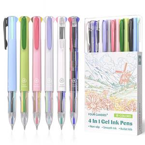 lot 3190 image: Four Candies 6 PCS Multicolor Pen, 0.5mm Colored Gel Pens, 4-in-1 Multicolor Gel Ink Pens, 18 Colors Retractable Ink for Office, School & Back to School Supplies & Nurse Accessories for Work