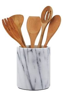 lot 3191 image: JEmarble Utensil Holder 5.5x6.5 inch(White) Crock Kitchen tools for Cooking Countertop Non-slip large capacity wine cooler