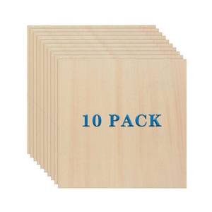 lot 3201 image: 10 Pack Basswood Sheets 3mm 10 x 10 x 18 Inch Plywood Board, Thin Natural Unfinished Wood for DIY Crafts Painting, Hobby, Model Making, Wood Burning and Laser Projects