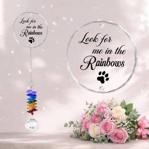 lot 3202 image: GIFTELIX Pet Memorial Suncatcher Look for me in The Rainbows - Dog Memorial Gifts - Pet Loss - Thoughtful Dogs and Cats Remembrance - Pet Sympathy - Crystal Bereavement Gift