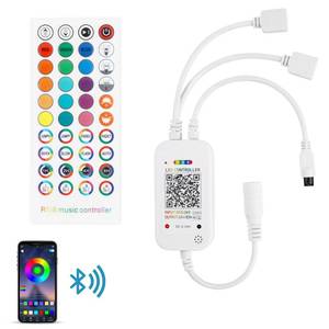 lot 3231 image: RGBZONE Bluetooth RGB LED Controller, 4-PIN Smart Music LED Strip Lights Controller, 40-Keys IR Remote Control for 5V12V24V SMD 5050 3528 RGB LED Strip Lights