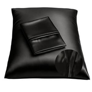 lot 3240 image: BLISSFORD Black Satin Pillowcase with Zipper for Hair and Skin Care, Feels Soft and Cool Like a Silk Pillowcase, Satin Pillow Cases 2 Pack, Slik Pillow Cover, Queen Size - 20x30