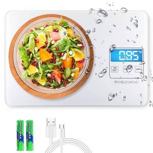 lot 3243 image: MegaWise Precision Food Scale, 33lb Waterproof Rechargeable Digital Kitchen Scale, 1g0.04oz Precise Graduation, Weight Grams and Ounces for Cooking Baking, 5 Units Conversion, Tare Function