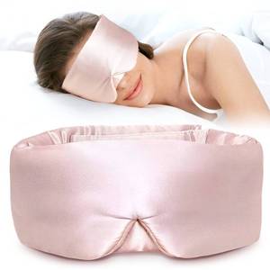 lot 3245 image: LitBear Silk Sleep Mask for Side Sleeper, Eye Mask Sleeping for Women Men 100% 22 Momme Pure Mulberry Silk, Face-Hugging Padded Eye Cover for Sleeping with Adjustable Band (Pink)
