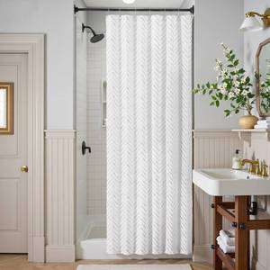lot 3249 image: jinchan Small Stall Grey and White Shower Curtain 36x72 Inches Inky Herringbone Chevron Zig Zag Waterproof Fabric Modern Farmhouse Shower Curtains for Bathroom with 7 Hooks
