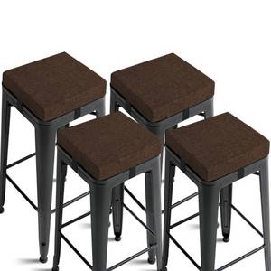 lot 3257 image: FlyGulls 2.5 Thick Bar Stool Cushions with Ties Non-Slip 12X12 Square Bar Stool Cushion with Machine Washable Cover Set of 4 Indoor Small Chair Pads for Cafe Bistro Stackable Metal Chair Brown