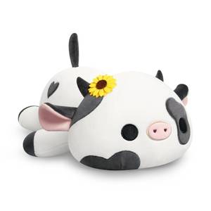 lot 3261 image: Onsoyours Cute Cow Plushie with Sunflower Headwear, Soft Stuffed Milk Love Cow Squishy Plush Animal Toy Flower Cow Pillow Gift for Kids (Sunflower Cow, 12)