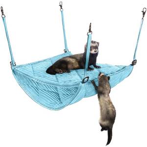 lot 3266 image: 2 Brothers Wholesale Ferret Hammock for Cage - Plush Double Bunk Bed Hanging Clips - Perfect for 2 or More Small Pets (Rats, Ferrets, Hamsters, Guinea Pigs, Chinchillas & Squirrels) - Blue